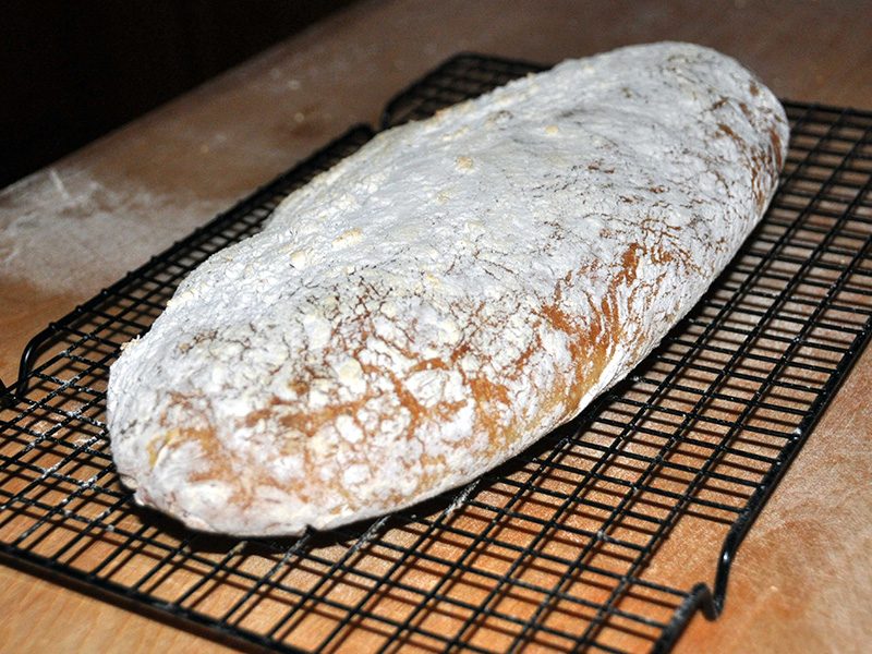 Video recipe for simple Ciabatta Bread made with sourdough